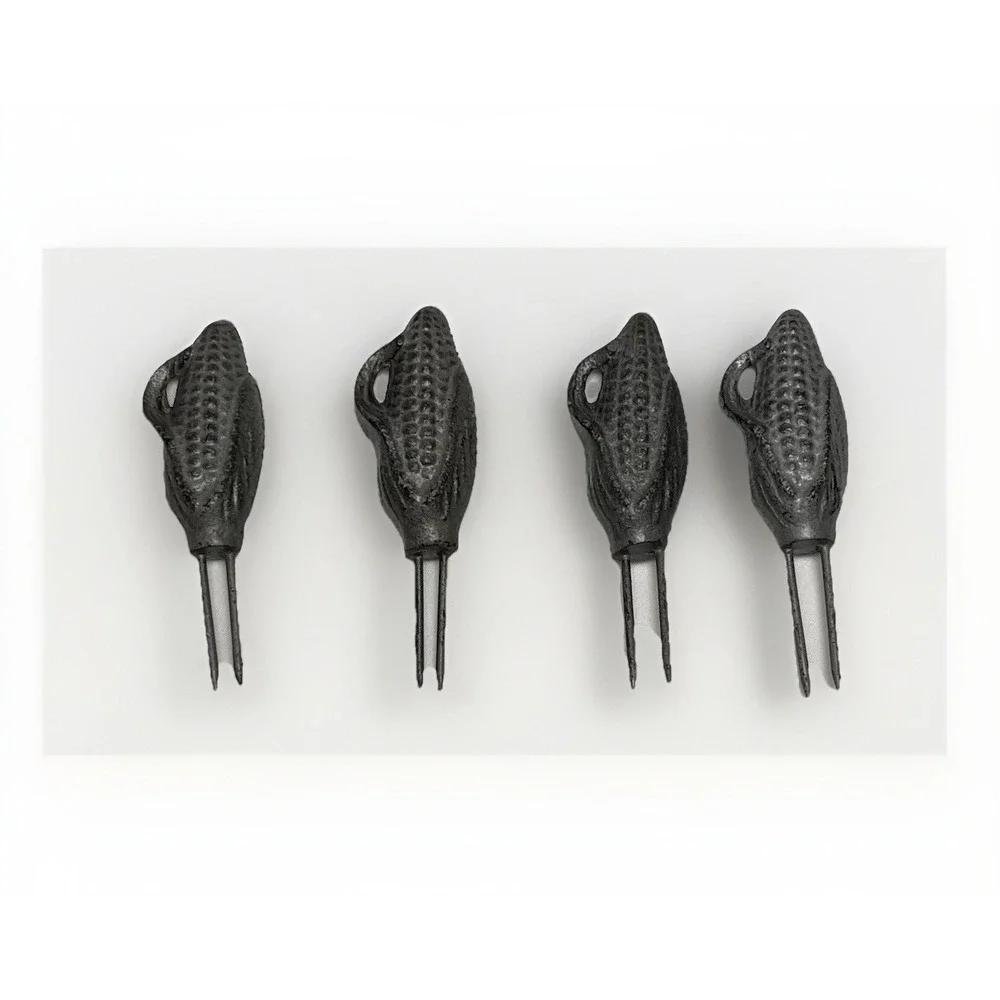 LOT OF 4 Vintage‎  Pewter Corn Cob Holder / Pick  3 Inch Metal Farmhouse Cottage